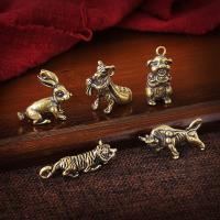 Hanging Ornaments, Brass, Chinese Zodiac, durable & Mini & different styles for choice, nickel, lead & cadmium free, 6PCs/Lot, Sold By Lot