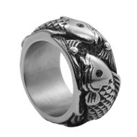 Палец кольцо из нержавеющей стали, Нержавеющая сталь 316, полированный, Винтаж & разный размер для выбора & Мужский, серебряный, 12mm, продается PC