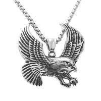 Titanium Steel Necklace, Eagle, polished, vintage & different styles for choice & for man, silver color, 47x43mm, Length:Approx 23.62 Inch, Sold By PC