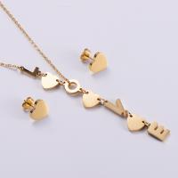 Fashion Stainless Steel Jewelry Sets Stud Earring & necklace 316L Stainless Steel Vacuum Ion Plating 2 pieces & fashion jewelry & for woman Length Approx 15.75 Inch Sold By Set
