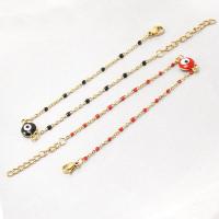 Evil Eye Jewelry Bracelet, 304 Stainless Steel, with 1.97inch extender chain, 18K gold plated, fashion jewelry & for woman & epoxy gel, more colors for choice, 8mm, Length:Approx 6.3 Inch, Sold By PC