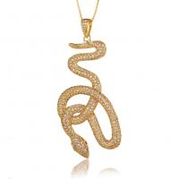 Cubic Zircon Micro Pave Brass Necklace, Snake, gold color plated, fashion jewelry & micro pave cubic zirconia & for woman, golden, nickel, lead & cadmium free, 28x66mm, Length:45 cm, Sold By PC