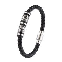 PU Leather Cord Bracelets with 316 Stainless Steel polished fashion jewelry & for man 6mm Sold By PC