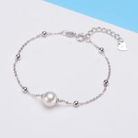 925 Sterling Silver Bangle Bracelet with Shell Pearl plated & for woman Length 190 mm Sold By PC