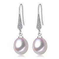 Freshwater Pearl Earrings, 925 Sterling Silver, with Freshwater Pearl, plated, different size for choice & for woman, more colors for choice, Sold By Pair