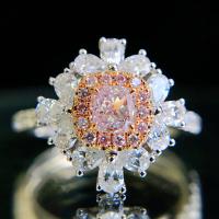 Rhinestone палец кольцо, Латунь, Форма цветка, покрытый платиной, регулируемый & Женский & со стразами, не содержит никель, свинец, размер:6-8, продается PC