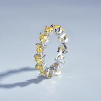 Vještački dijamant Ring Finger, Mesing, Srce, platine pozlaćen, prilagodljiv & za žene & s Rhinestone, više boja za izbor, nikal, olovo i kadmij besplatno, Veličina:6-8, Prodano By PC