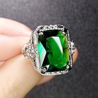 Vještački dijamant Ring Finger, Mesing, Geometrijski uzorak, platine pozlaćen, prilagodljiv & za žene & s Rhinestone, više boja za izbor, nikal, olovo i kadmij besplatno, Veličina:6-8, Prodano By PC
