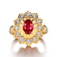 Vještački dijamant Ring Finger, Mesing, Cvijet, zlatna boja pozlaćen, prilagodljiv & za žene & s Rhinestone, nikal, olovo i kadmij besplatno, Veličina:6-8, Prodano By PC