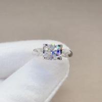 Vještački dijamant Ring Finger, Mesing, Geometrijski uzorak, platine pozlaćen, prilagodljiv & različite veličine za izbor & za žene & s Rhinestone, nikal, olovo i kadmij besplatno, Veličina:6-8, Prodano By PC