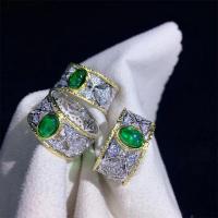 Vještački dijamant Ring Finger, Mesing, s Smola, Geometrijski uzorak, pozlaćen, prilagodljiv & za žene & s Rhinestone, Veličina:6-8, Prodano By PC
