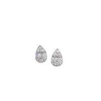 Cubic Zirconia Micro Pave Brass Earring, Teardrop, platinum color plated, micro pave cubic zirconia & for woman, 7x10mm, Sold By Pair