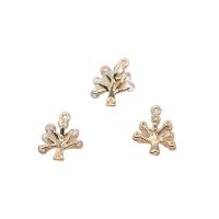 Cubic Zirconia Micro Pave Brass Pendant, Tree, KC gold color plated, micro pave cubic zirconia, 9.50x12mm, 10PCs/Lot, Sold By Lot