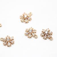 Cubic Zirconia Micro Pave Brass Pendant, Snowflake, KC gold color plated, micro pave cubic zirconia, 10mm, 10PCs/Lot, Sold By Lot