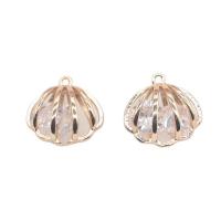 Cubic Zirconia Brass Pendants with Cubic Zirconia Shell KC gold color plated DIY Sold By Lot
