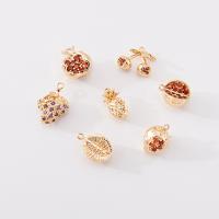 Cubic Zirconia Micro Pave Brass Pendant, KC gold color plated, different styles for choice & micro pave cubic zirconia, 10PCs/Lot, Sold By Lot
