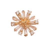 Cubic Zirconia Brooch, Brass, Snowflake, micro pave cubic zirconia & for woman, golden, nickel, lead & cadmium free, 17x17mm, Sold By PC