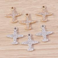 Tibetan Style Rhinestone Pendants, Airplane, plated, DIY & with rhinestone, more colors for choice, nickel, lead & cadmium free, 20x18mm, 10Bags/Lot, Sold By Lot