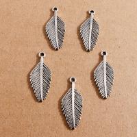 Zinc Alloy Feather Pendants Leaf silver color plated DIY nickel lead & cadmium free Sold By Lot