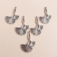 Tibetan Style Leaf Pendants, Ginkgo Leaf, antique silver color plated, DIY, nickel, lead & cadmium free, 44x29mm, 10Bags/Lot, Sold By Lot