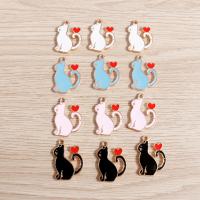 Tibetan Style Enamel Pendants, Cat, DIY, more colors for choice, nickel, lead & cadmium free, 25x20mm, 10Bags/Lot, Sold By Lot