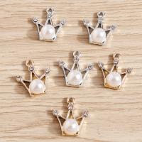 Tibetan Style Crown Pendants, with Plastic Pearl, DIY & with rhinestone, more colors for choice, nickel, lead & cadmium free, 18x16mm, 10Bags/Lot, Sold By Lot