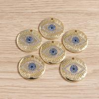 Evil Eye Pendants, Tibetan Style, DIY & with rhinestone, golden, nickel, lead & cadmium free, 22x22mm, 10Bags/Lot, Sold By Lot