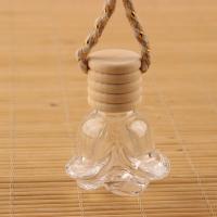 Glas Wish Bottle, med træ kasket, Perfume Bottle, Mini, 39x27mm,49mm, Længde Ca. 20 cm, Solgt af PC