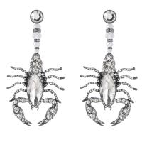 Zinc Alloy Drop Earrings with acrylic rhinestone Scorpion gun black plated fashion jewelry & for woman two different colored Sold By Pair