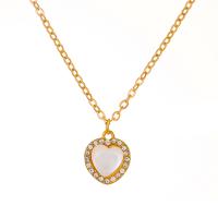 Tibetan Style Jewelry Necklace, with Resin, Heart, gold color plated, fashion jewelry & micro pave cubic zirconia & for woman, golden, Length:43.5 cm, Sold By PC