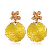 Zinc Alloy Drop Earrings Round gold color plated fashion jewelry & for woman & enamel golden Sold By Pair