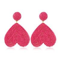 Earring Jewelry, Rafi Straw, with Tibetan Style, fashion jewelry & for woman, more colors for choice, 60x43mm, Sold By Pair