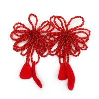 Bijoux boucles d'oreilles, alliage de zinc, bijoux de mode & pour femme, rouge, 80x35mm, Vendu par paire