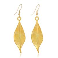 Tibetan Style Drop Earrings, gold color plated, fashion jewelry & for woman, golden, 68x16mm, Sold By Pair