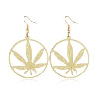 Tibetan Style Drop Earrings, Round, gold color plated, fashion jewelry & for woman, golden, 47x68mm, Sold By Pair