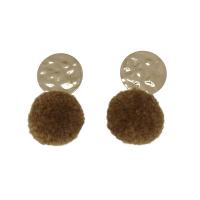 Fluffy Pom Pom Earrings, Tibetan Style, with Plush, gold color plated, fashion jewelry & for woman, more colors for choice, 45x32mm, Sold By Pair