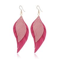 Earring Jewelry, Velveteen, with Tibetan Style, fashion jewelry & for woman, two different colored, 92x30mm, Sold By Pair