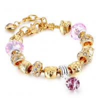 Bracelet European , alliage de zinc, avec cristal, bijoux de mode & pour femme & avec strass, multicolore, Vendu par 19 cm brin