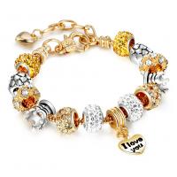 European Bracelet Zinc Alloy plated fashion jewelry & for woman & with rhinestone two different colored Sold By Strand