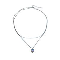 Multi Layer Necklace, Tibetan Style, with Resin, with 6 extender chain, Heart, plated, Double Layer & fashion jewelry & for woman, 11mm, Length:38 cm, Sold By PC
