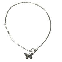 Zinklegierung Schmuck Halskette, Schmetterling, plattiert, Modeschmuck & für Frau, 30mm, Länge:53 cm, verkauft von PC