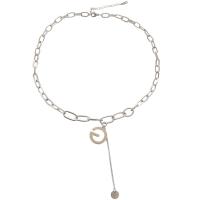 Zinklegierung Schmuck Halskette, mit Verlängerungskettchen von 5, plattiert, Modeschmuck & für Frau, Silberfarbe, 75mm, Länge:44 cm, verkauft von PC