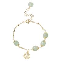 Bracelets de pierres précieuses, Hetian Jade, avec aventurine vert, Placage de couleur d'or, bijoux de mode & pour femme, plus de couleurs à choisir, 10.5mmu30018mm, Longueur:18 cm, Vendu par PC