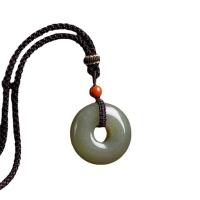 Colar de jóias de pedras preciosas, Hetian Jade, with Poliéster, joias de moda & unissex, Mais cores pare escolha, 24mm, comprimento 65 cm, vendido por PC