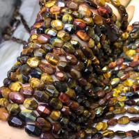 Tiger Eye Beads, du kan DIY, blandede farver, 8-12mm, Solgt Per Ca. 38 cm Strand