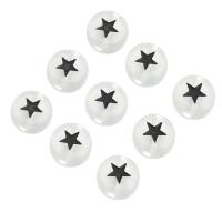 Perle acrylique, Plat rond, DIY & émail, blanc et noir, 7x7x4mm, Vendu par sac