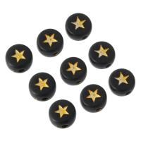 Acryl Schmuck Perlen, flache Runde, DIY & Emaille, schwarz, 7x7x4mm, verkauft von Tasche
