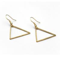Brass Drop Earring Triangle gold color plated for woman & hollow nickel lead & cadmium free Sold By Pair