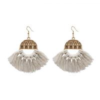 Fashion Fringe Earrings Wood with Cotton Thread Tassel for woman & hollow Sold By Pair