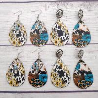 Wood Earring with Turquoise & Zinc Alloy Teardrop silver color plated & for woman Sold By Pair